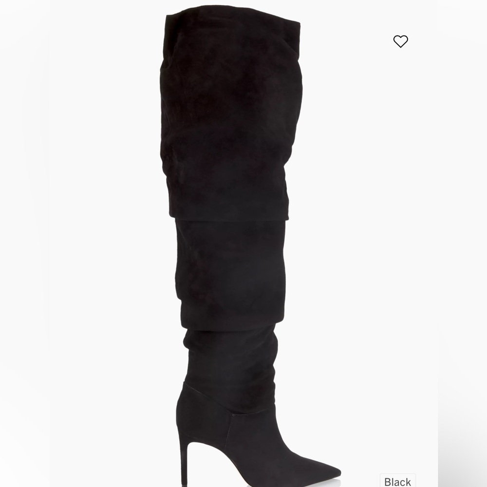 Schutz Ashlee over the knee book in black suede size 8.5